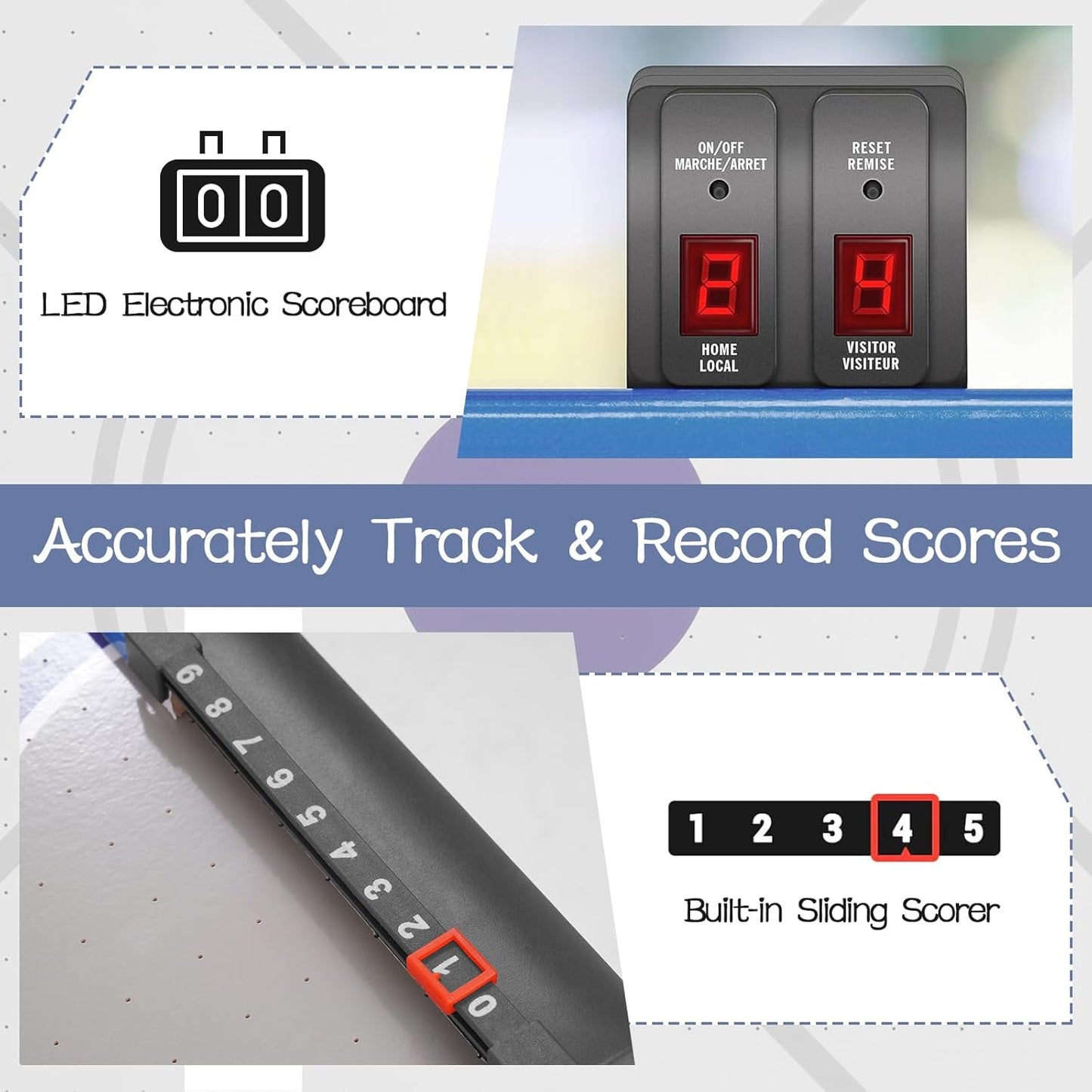 58" Foldable Air Hockey Table, Folding Indoor Hockey Game Table for Adults&Kids, Portable Arcade Game Set w/ 2 Pucks, 2 Pushers, LED Scorer, Powerful by 12V Motor for Game Room, Home, Office