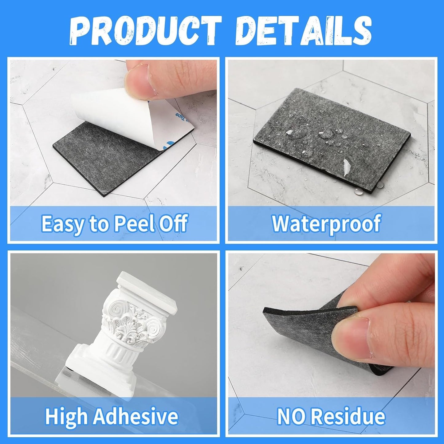 UPINS Double Sided Foam Tape, Strong Sticky Double Sided Foam Pads for Crafts Self-Adhesive Mounting Foam Tape Heavy Duty for Home Wall Decor (60, Black)