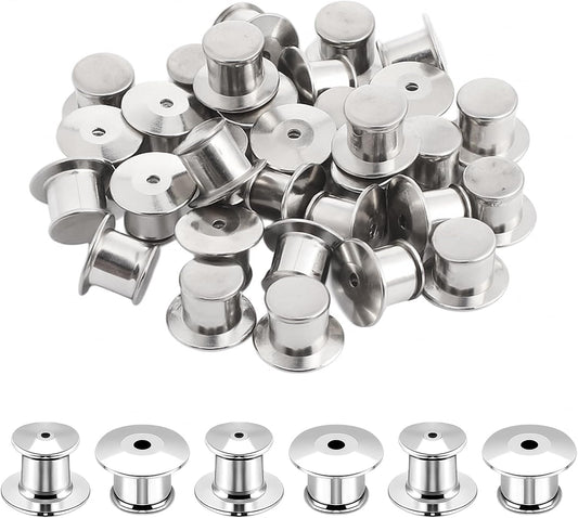 30 Pcs Pin Backs Locking, Metal Pin Backs Safety Pins Locks Pins Keepers Clasp, Lapel Brooch Holder for Brooch DIY Crafts Badges Enamel Lapel Needles