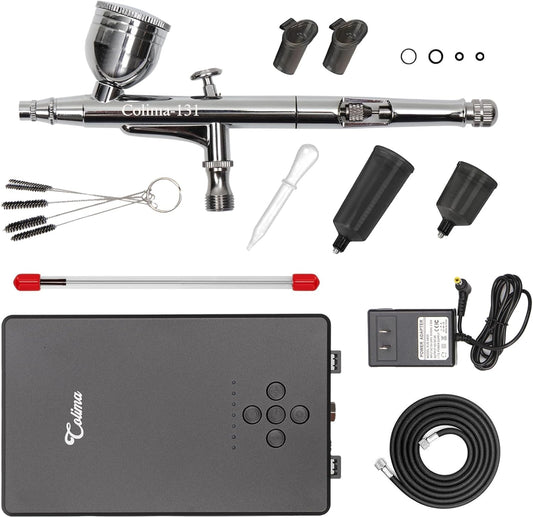 Colima 2025 Upgrade 55psi Airbrush Kit - Double Action Airbrush & Mini Compressor with Accessories - for Painting, Makeup, Models, Nail Art - Beginners & Professionals
