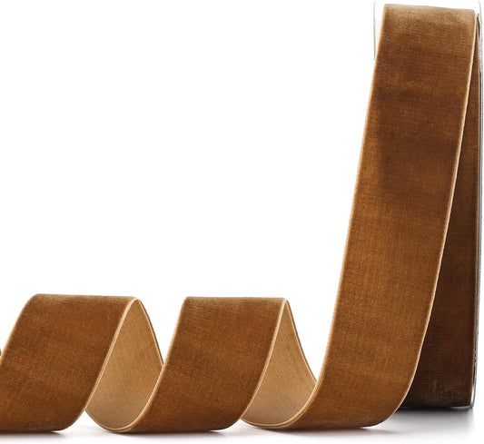 Brown Velvet Ribbon,2" W x 20Yd Single Face,Great for Gift Wrapping,Hair Bows,Handmade Craft and Christmas,Wedding Decoration (2" Brown)