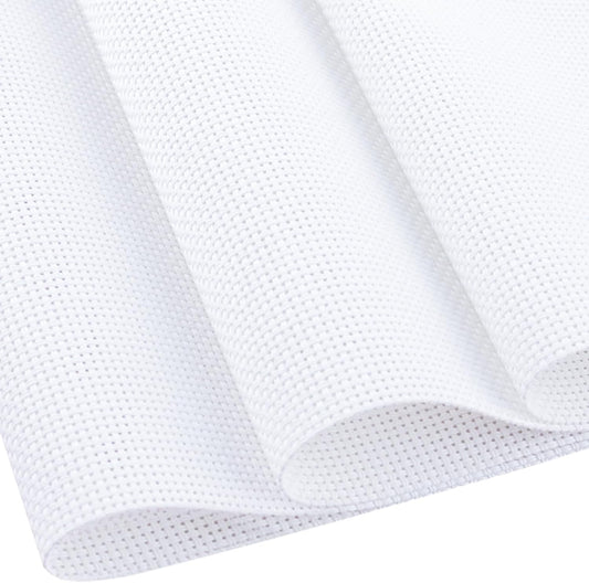 Cross Stitch Fabric 14 Count Aida Cloth 28 x 19 Inch Large Size Classic Reserve Cross Stitch Supplies Embroidery Fabric for Home DIY Craft Decoration Handmade, White