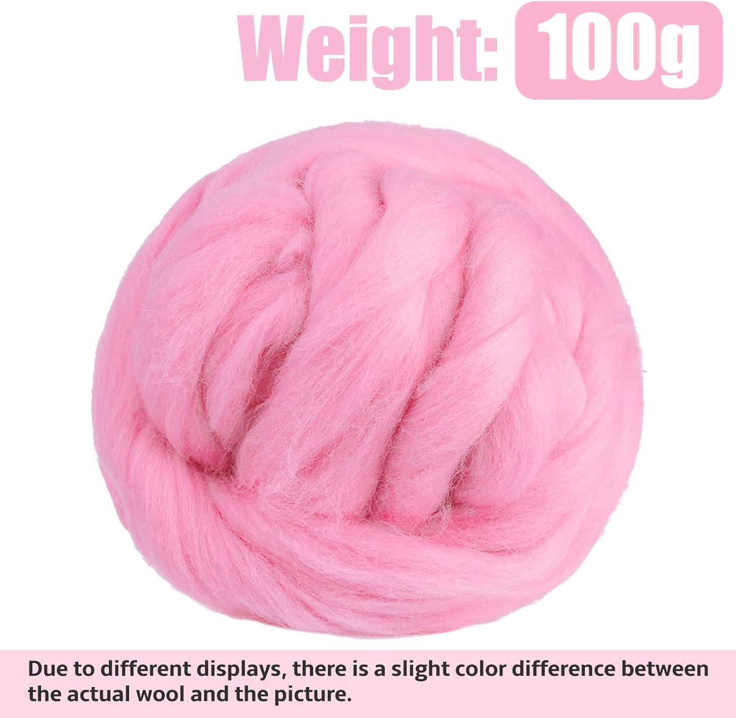 3.53oz Wool Roving Yarn, Fiber Roving Wool Top, Needle Felting Supplies, Pure Wools, Chunky Yarn, Spinning Wools for Needle Felting Wet DIY Hand Spinning (Antique Pink)
