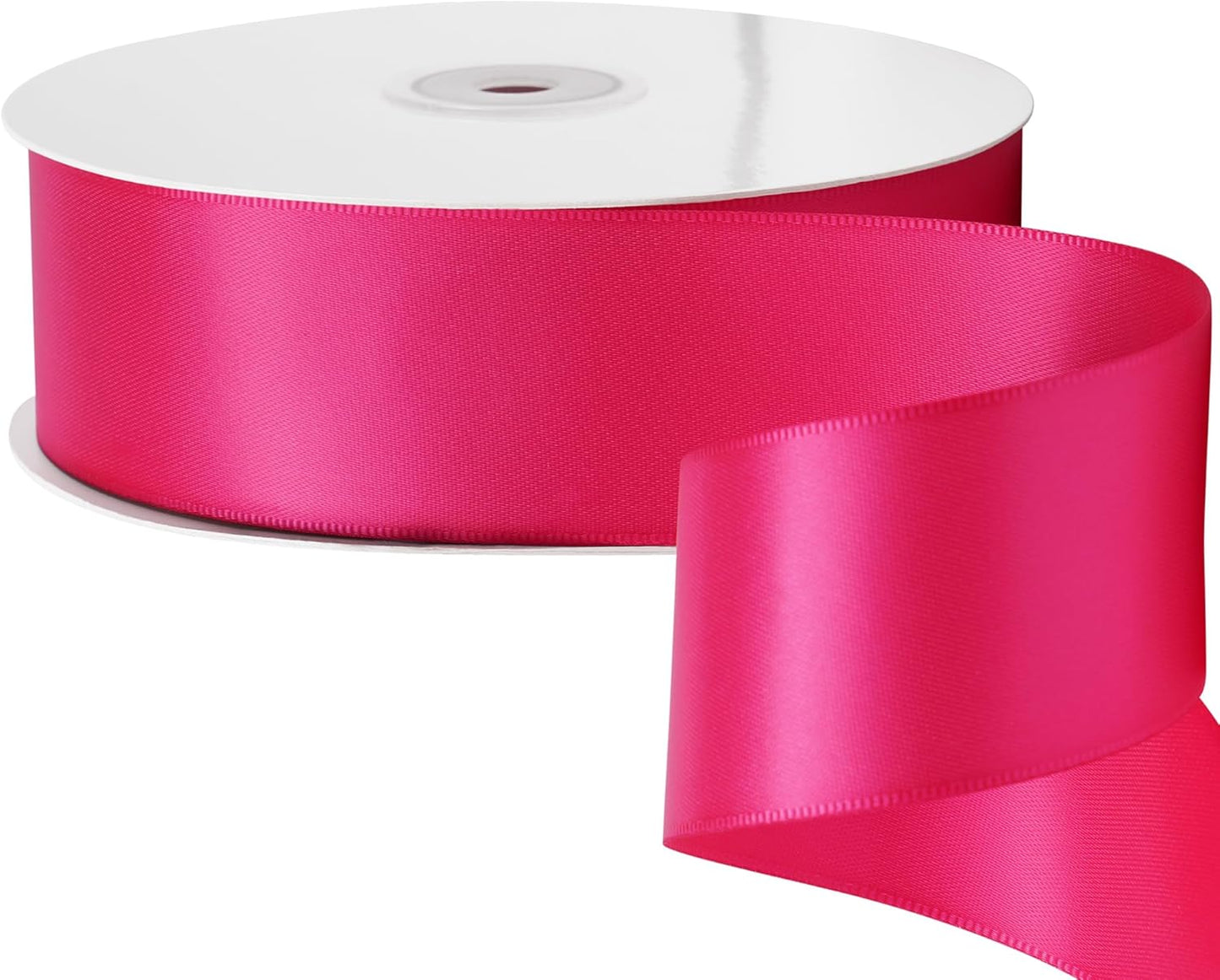 LIUYAXI Hot Pink Stain Ribbon, 2" X Continuous 50 Yards, Double Faced Fabric Ribbon Perfect for Gift Wrapping Wedding Birthday Party Chair Sash Christmas Hair Floral Craft Sewing