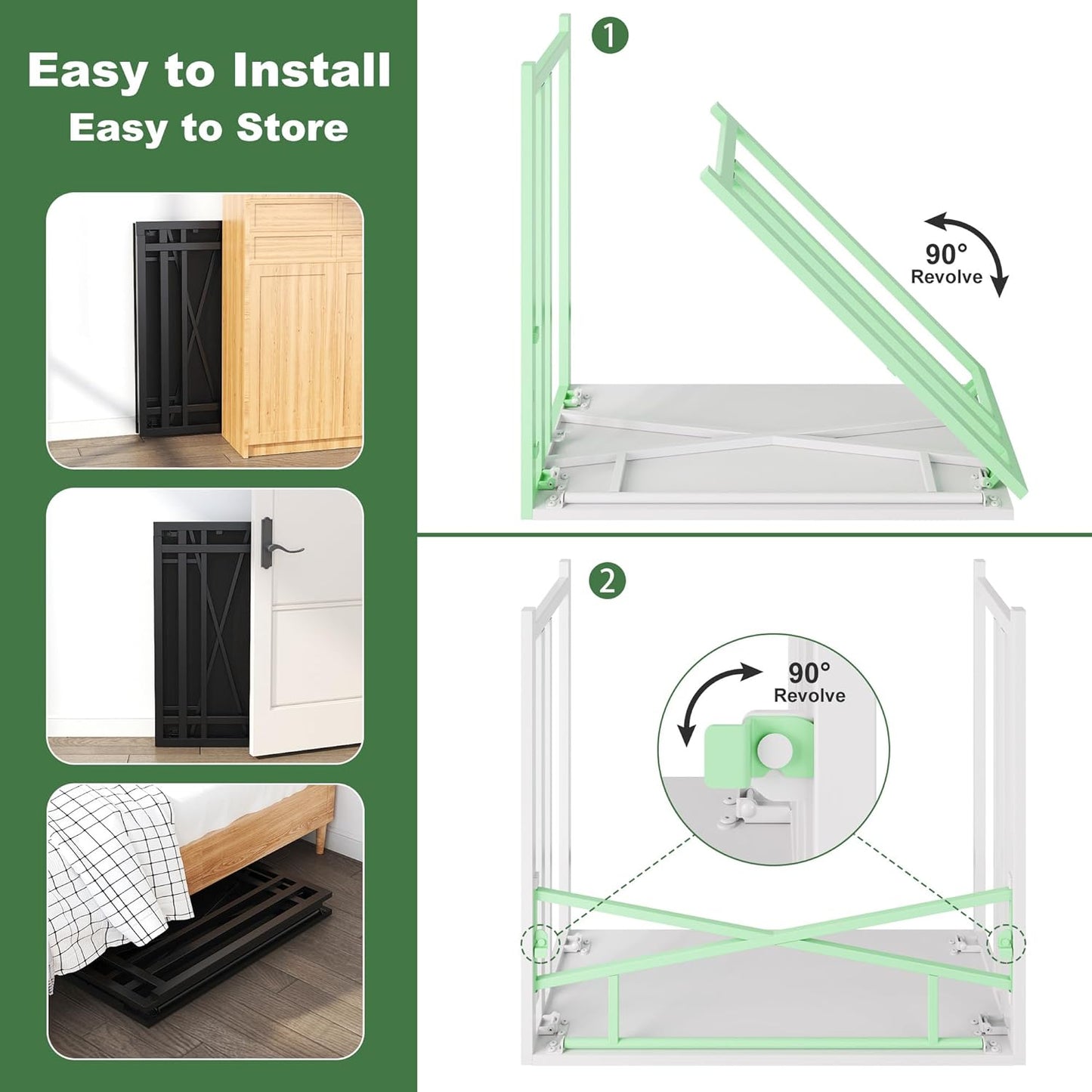 35 inch Small Folding Desk, Writing Gaming Computer Camping Desk for Small Spaces, No Assembly Required Home Office Table, Natural and White