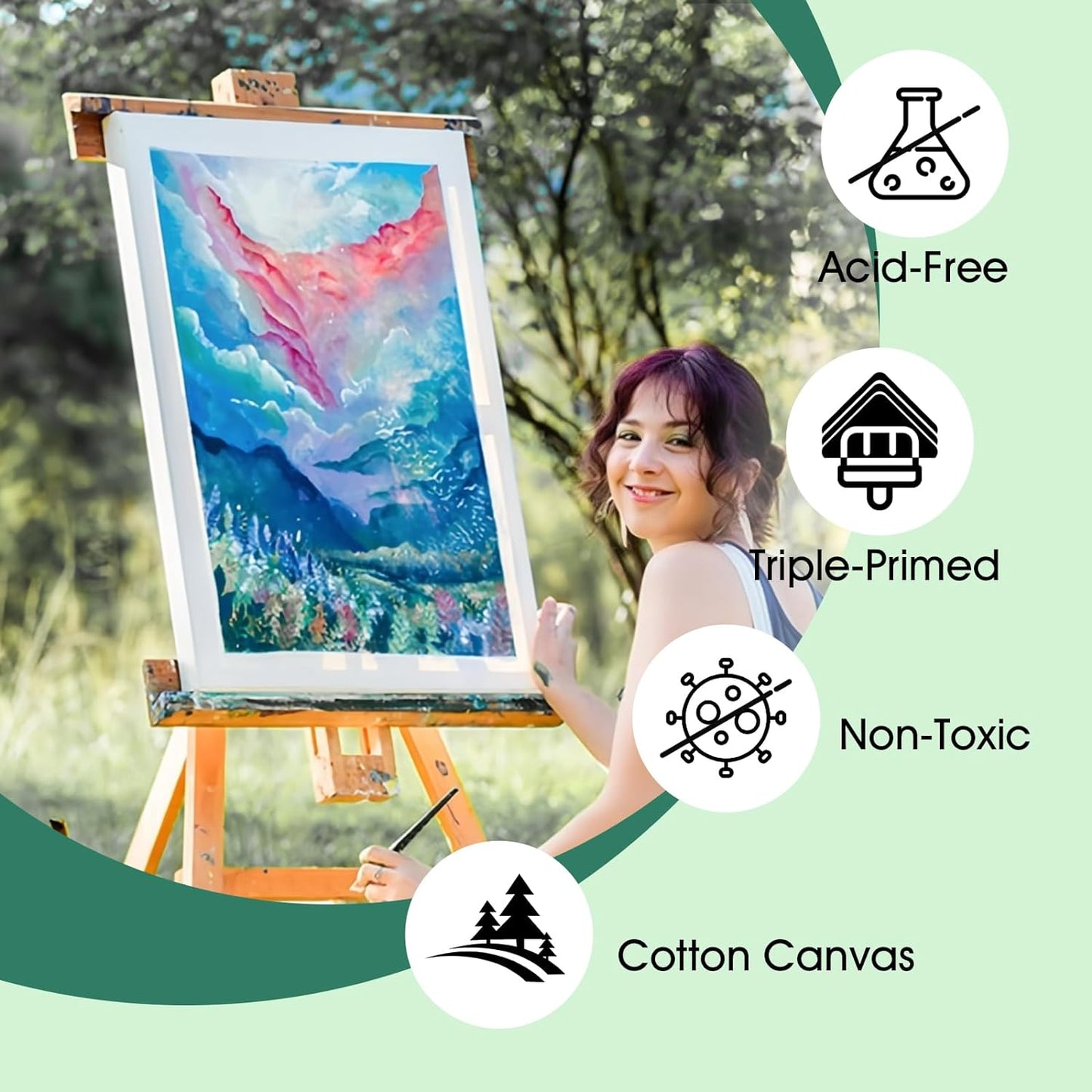 ESRICH 18x24 Inch Stretched Canvas for Painting, 10Pack Large Canvas for Painting, Primed Acid-Free Cotton Blank Canvases, Art Paint Canvases for Oil, Watercolor, Acrylic Paint, Gouache.