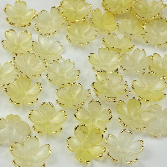 100pcs Acrylic Flower Beads, 19mm Cherry Blossom Plastic Gradient Flower Spacer Beads for DIY Crafts Bracelet Necklace Earrings Jewelry Making(Yellow)