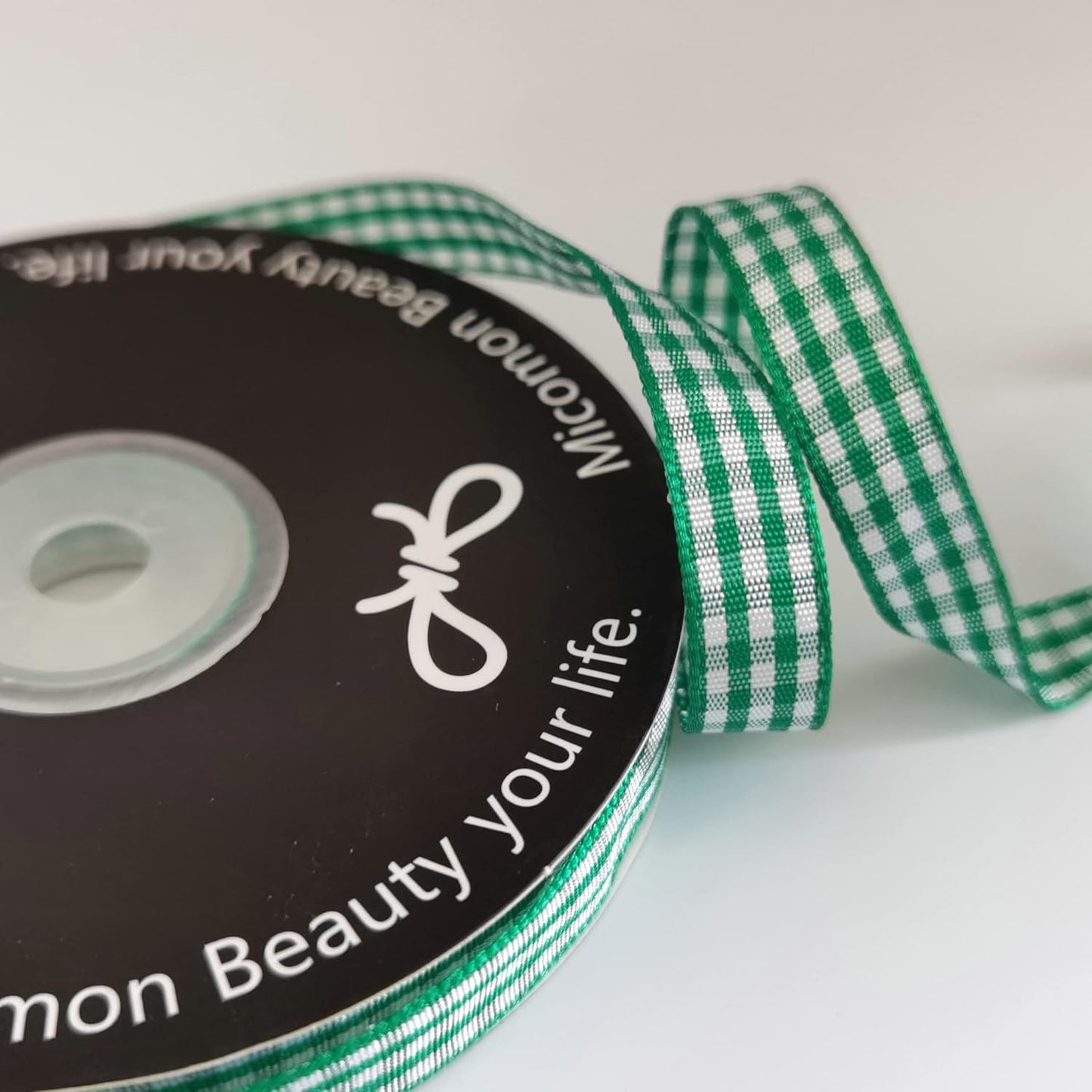 Green Gingham Plaid Checked Christmas Ribbon 25 Yard Each Roll 100% Polyester (3/8", Green)