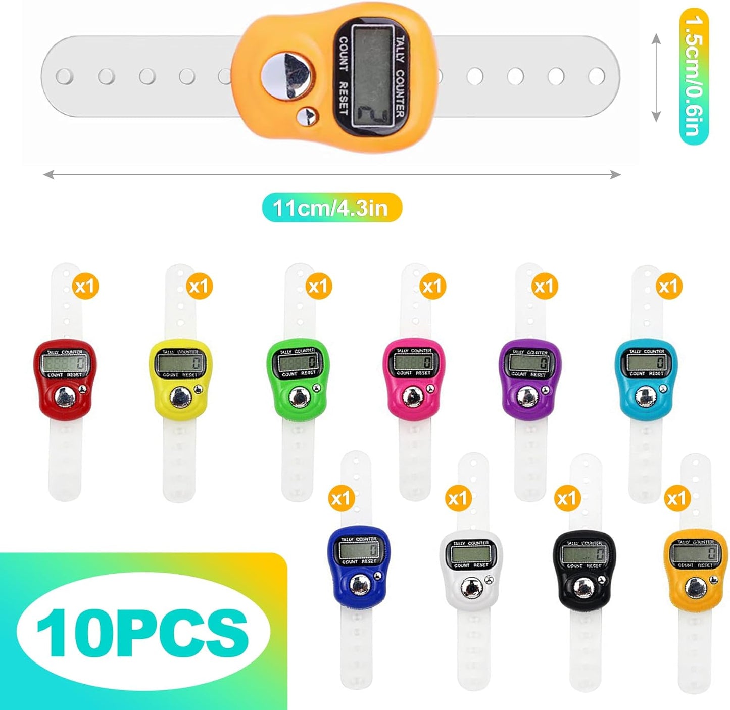 Digital Finger Clicker Counter - 5-Digit LCD Handheld Tally for Lap/Pitch/Knitting/Crochet/People Counting - Multi-Function Device for Classroom, Sports & Events