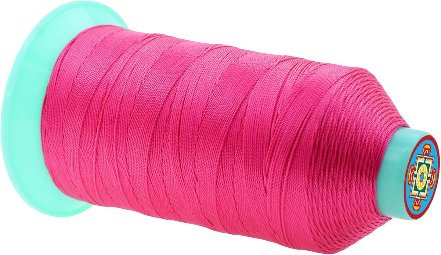 Mandala Crafts Bonded Nylon Thread Hot Pink Heavy Duty Sewing Threads - 415 YDs Size 346 210D T350 Tex 350 Thread for Leather Jeans Weaving Outdoor Marine Upholstery Threads