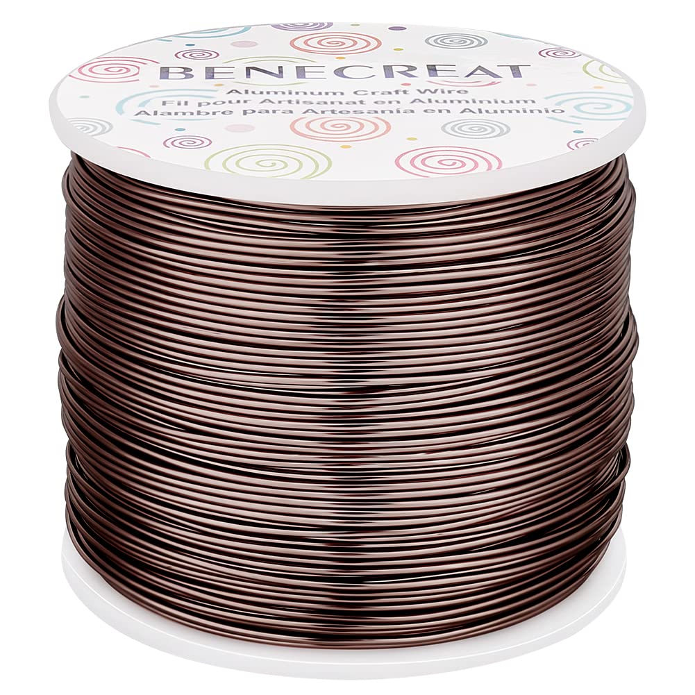 BENECREAT 9 12 15 18 20 Gauge Brown Aluminum Wire (18 Gauge,492 FT) Anodized Craft Making Beading Floral Colored Aluminum Craft Wire for Gem Wrapping, Jewelry Craft Making