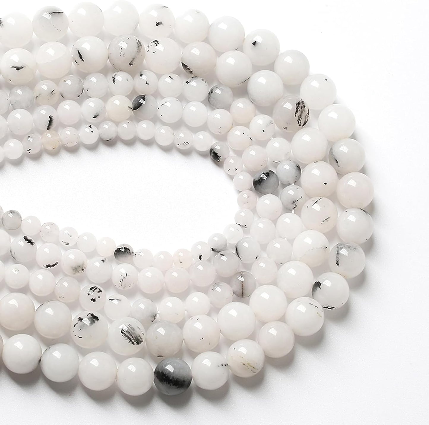 32pcs 12mm Natural Black Rutilated Quartz Crystal Jade Stone Beads for Jewelry Making Energy Healing Power Stone Beads DIY Bracelet Necklace Accessories 15" (12mm, Black Rutilated Quartz Jade)