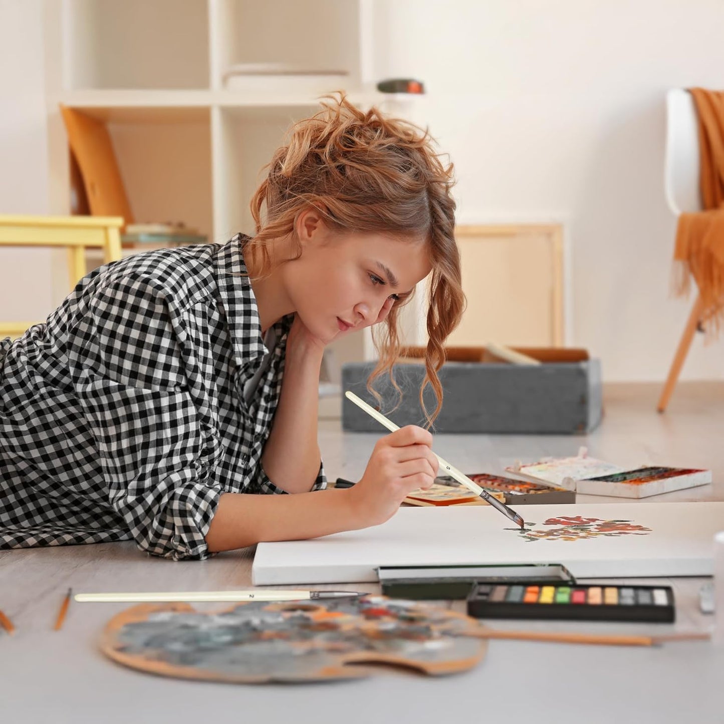 DUGATO Artist Paint Brushes Set 10pcs for Acrylic Oil Watercolor Gouache Paint by Numbers, Art Face and Body Professional Miniatures Painting Kits with Anti-Shedding Nylon Hair Tips Paintbrushes