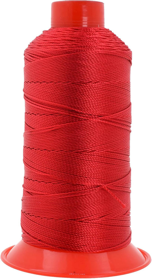 Mandala Crafts Bonded Nylon Thread Red Heavy Duty Sewing Threads - 415 YDs Size 346 210D T350 Tex 350 Thread for Leather Jeans Weaving Outdoor Marine Upholstery Threads