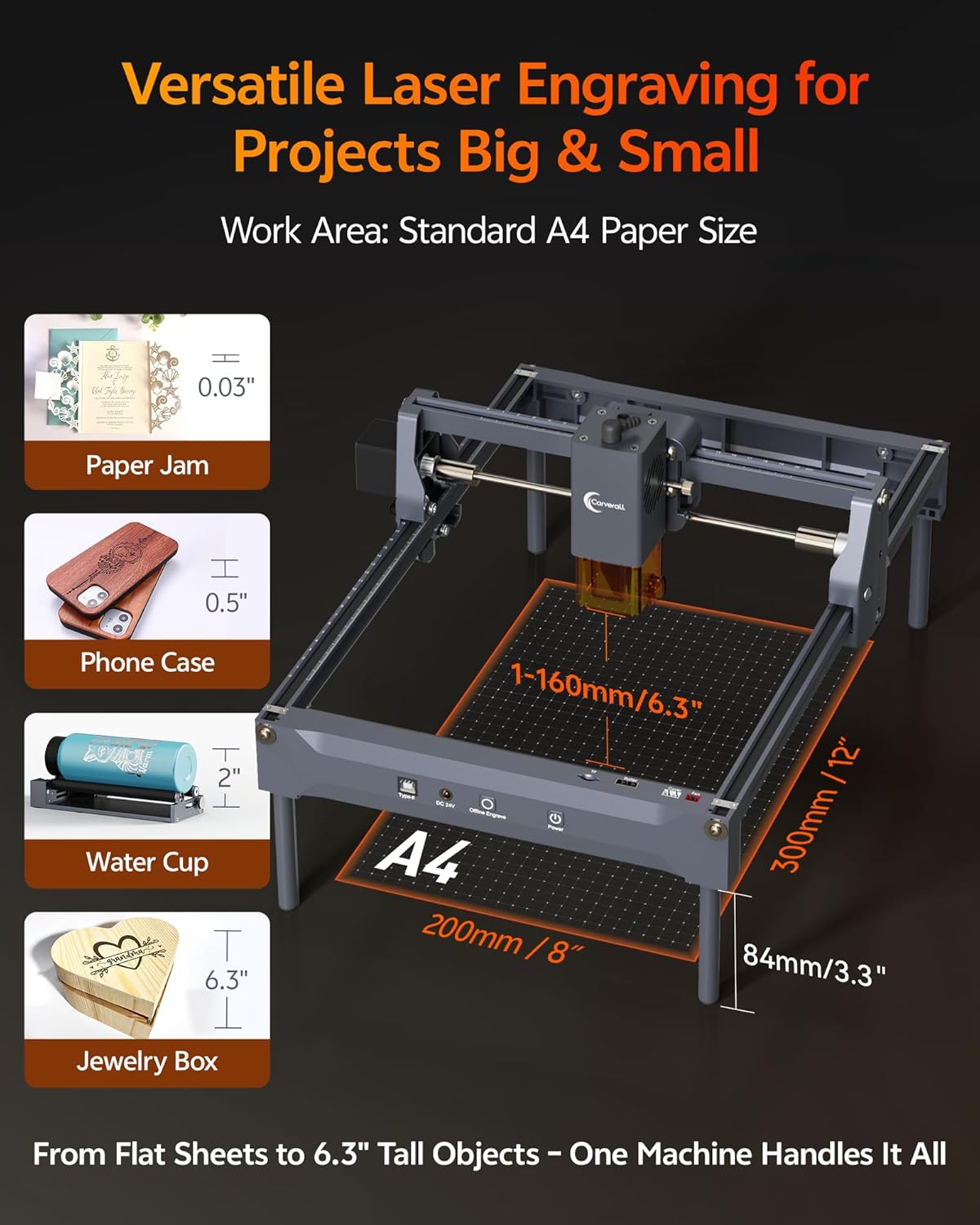 Laser Engraver 10W Laser Engraving Machine for Wood Metal Acrylic Glass Stone, Powerful DIY CNC Portable Laser Cutter 7.9" x 11.8" (Near A4) Offline Engraving Carverall K15 Pro, 10000mW, Class 1
