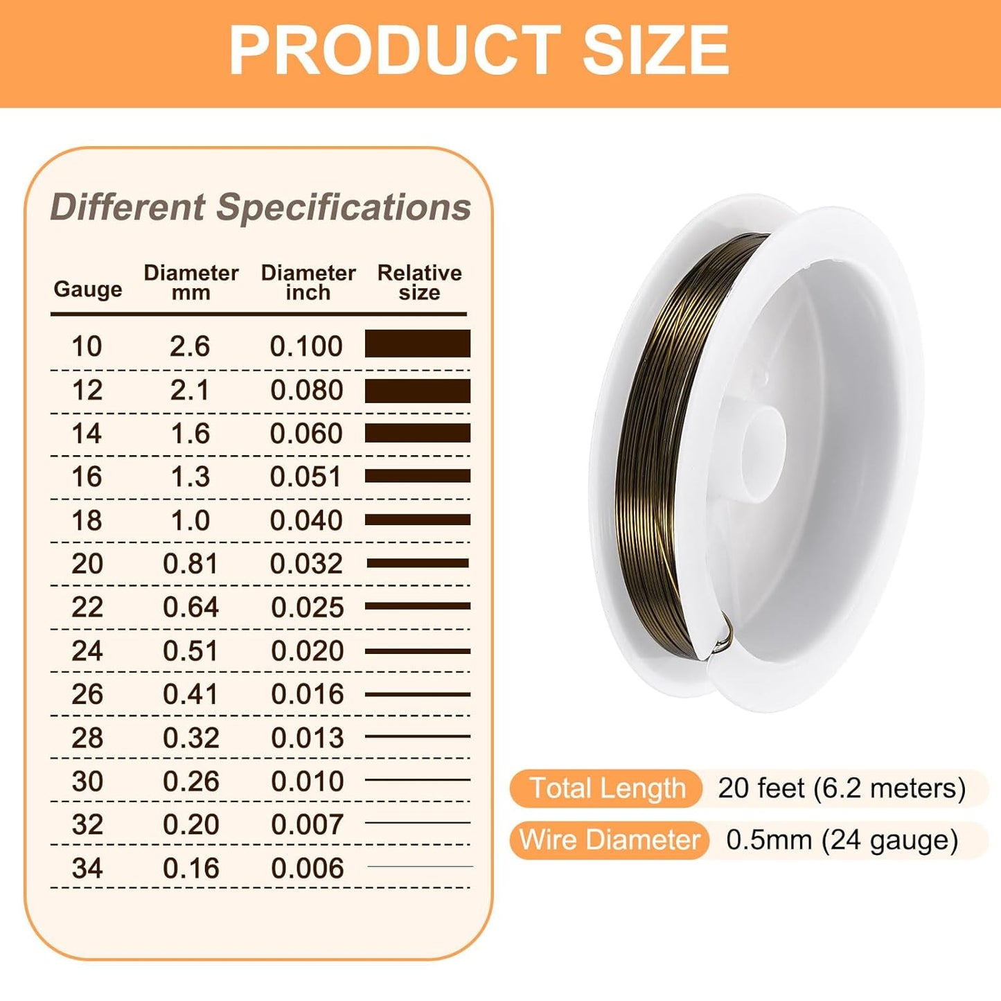 HARFINGTON 20ft Jewelry Wire, 24 Gauge (0.5mm) Brass Craft Soft Metal Tarnish Resistant Copper Beading Wire for Jewelry Making Supplies Crafting, Ancient Blue