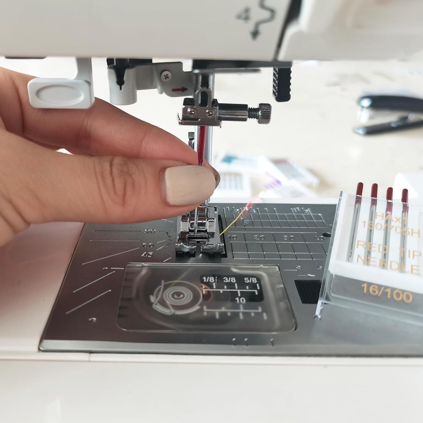 HONEYSEW 30 Pieces Sewing Machine Needles HAX1 130/705H Universal Regular Point Flat Shank Sewing Needle Compatible with Singer, Brother,Janome,Pfaff and Other Brand (Red Size 16-30PCS)