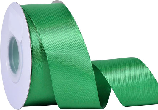 YAMA Green Double Faced Satin Ribbon, 1 1/2 Inch 25 Yards, Great for Crafts Bows Flower Bouquet Wedding Home Decor Gift Wrapping