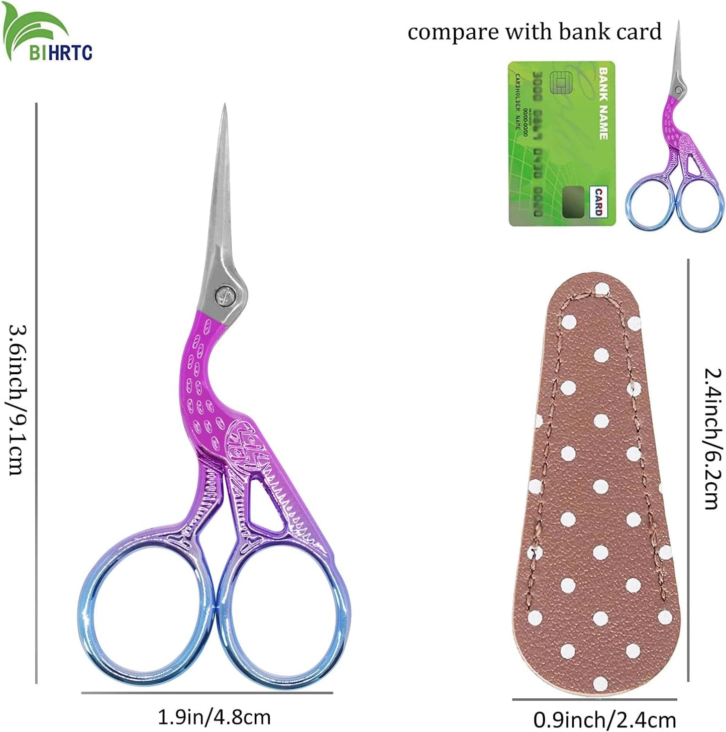 BIHRTC Small Embroidery Detail Shears Crafting Scissor Sharp Tip Stainless Steel Scissors 3.6Inch Needlework Scissors for Cross Stitch Cutting Sewing Handcraft Craft Art Work