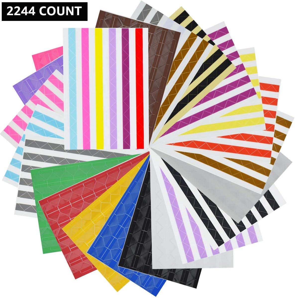 VIPbuy 2244 Count (22 Colors Assorted) Photo Mounting Corner Stickers Self Adhesive for Scrapbook Photo Albums DIY Craft, 22 Sheets