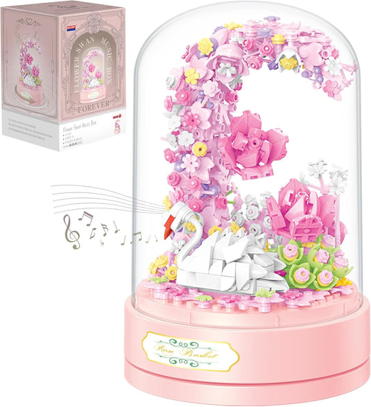 Flower Bouquet Building Set Plants Friends Sets Adults Bonsai Tree Flowers Building Blocks Set Botanical Collection Valentine's Birthday Gift for Girls Mom Women Girlfriend（Swan）