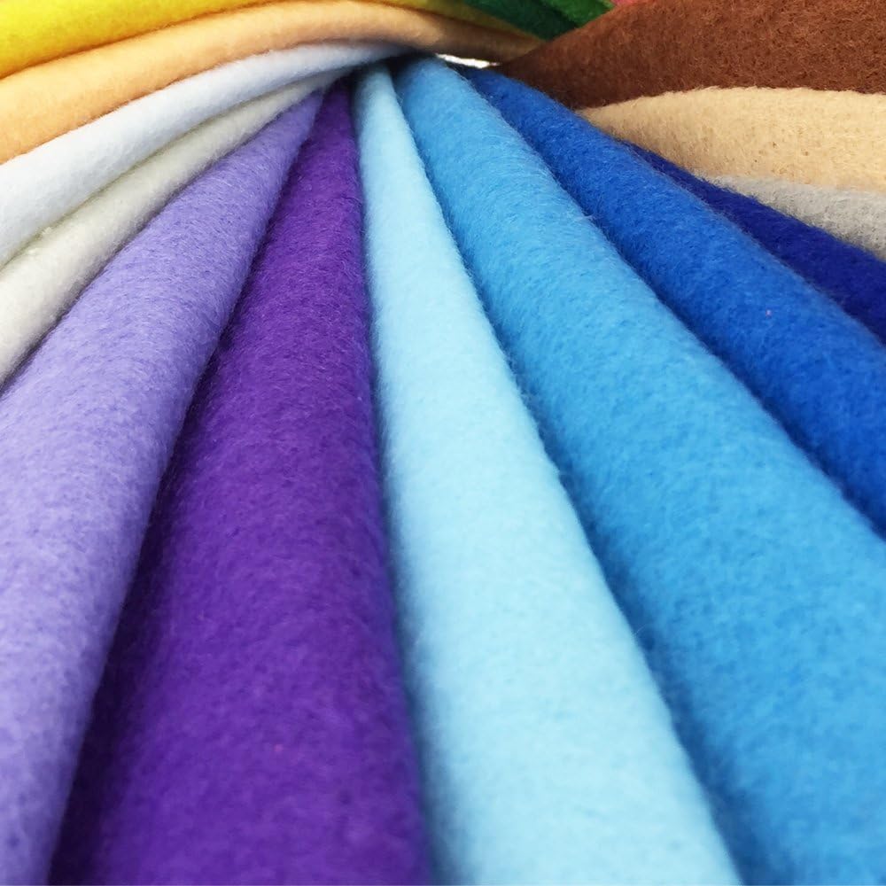 24pcs Thick 1.4mm Soft Felt Fabric Sheet Assorted Color Felt Pack DIY Craft Sewing Squares Nonwoven Patchwork (15 * 15cm)