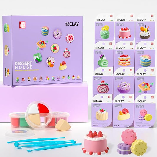 Air Dry Clay for Kids - Modeling Clay Kits, Ultra Light & Soft, Safe & Non-Toxic, 12 Boxes DIY Model Magic Clay with Sculpting Tools & Tutorials, Individual Packs, Creative Art Crafts Toys Gifts
