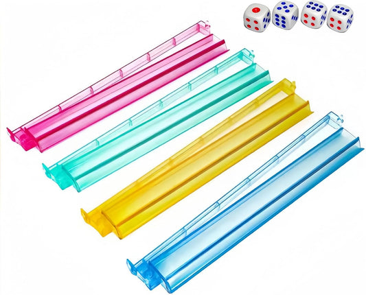 Mahjong Stand with Push Rod, Multifunctional Mahjong Stand with Push Rod, Set of 4 with 4 dice, Easy to Carry American Style Mahjong Colorful