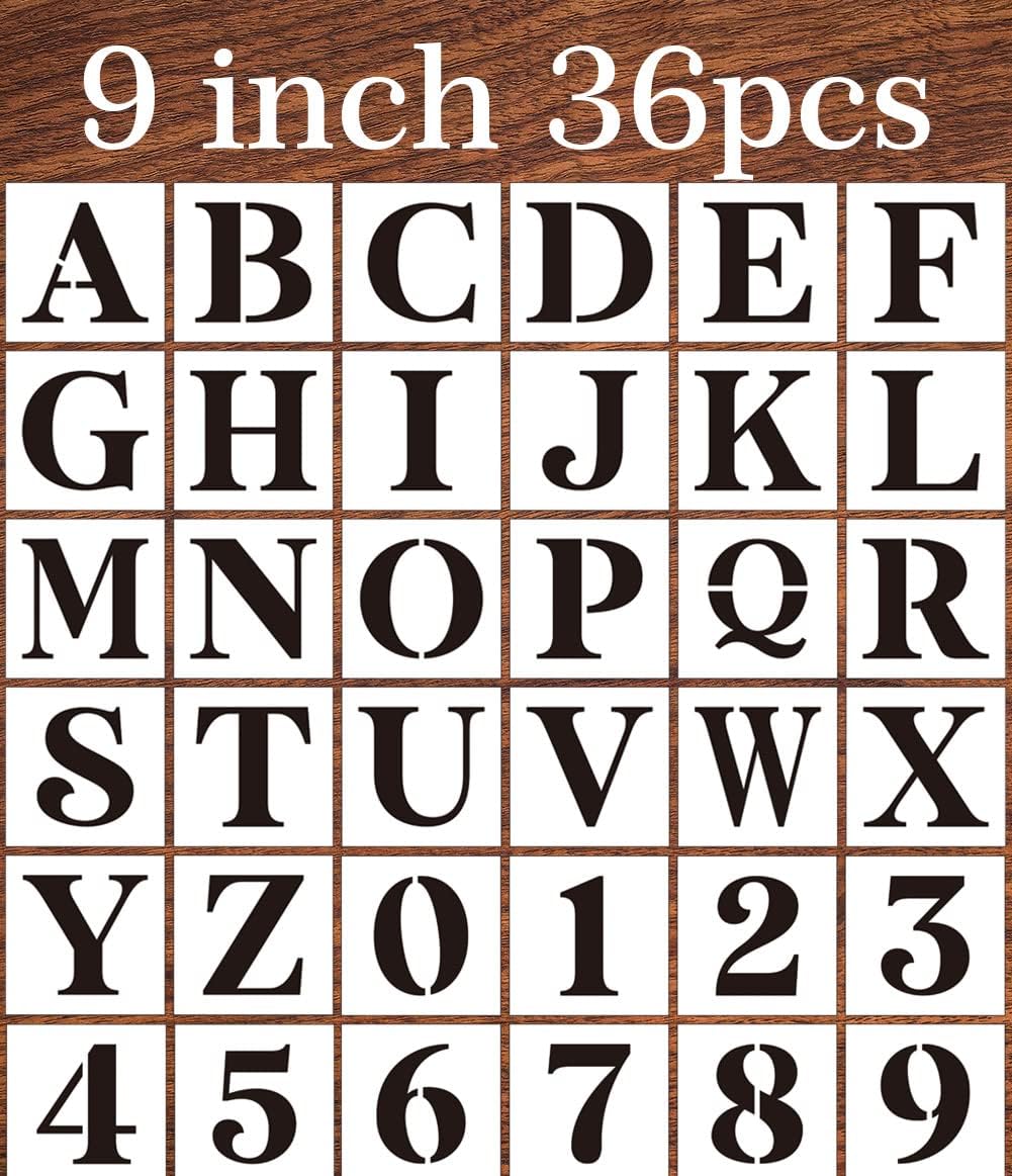 9inch Alphabet Stencils for Painting Reusable Letter Stencils Large Letters Drawing Templates for Art Crafts Holiday Decor