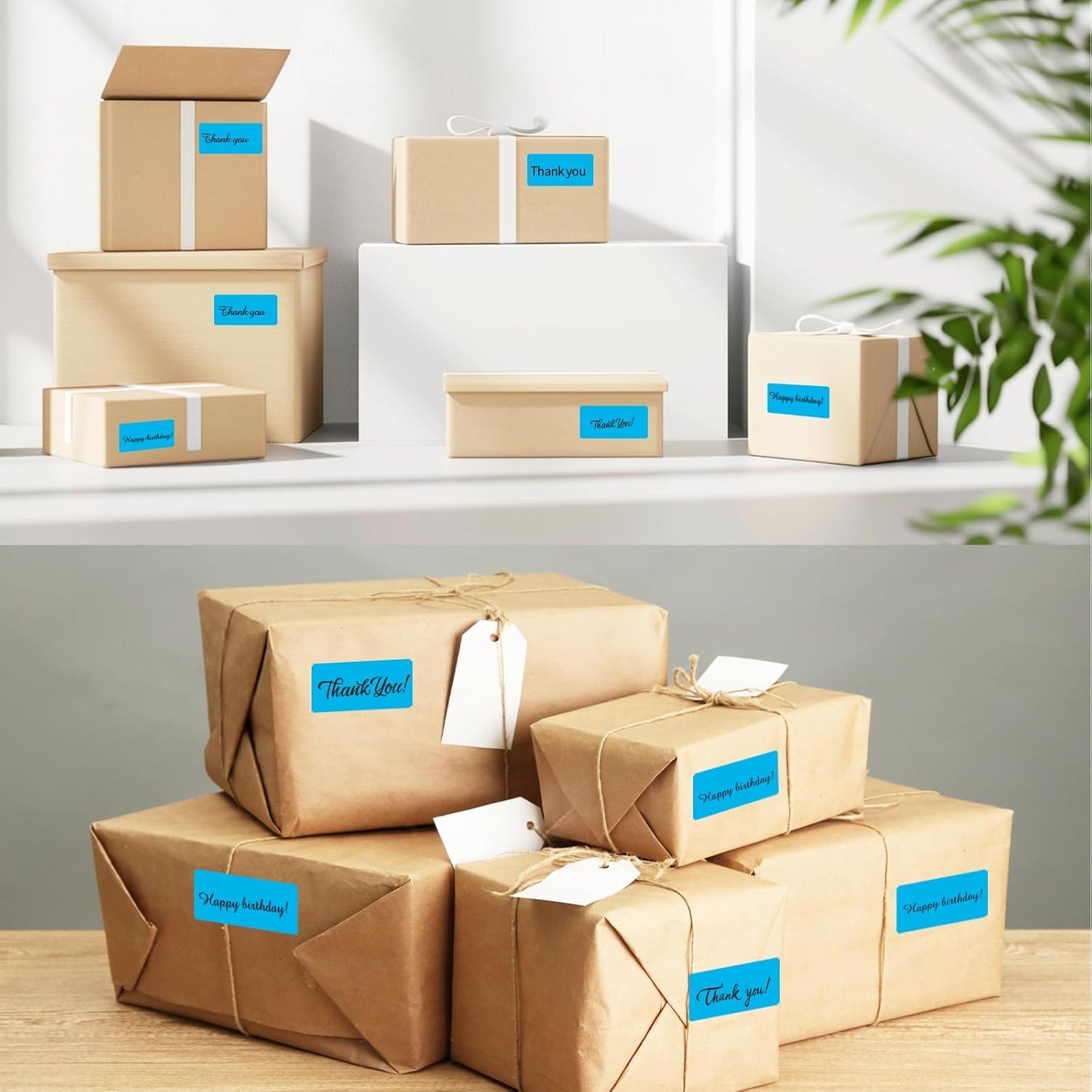 2x1 Inch Thermal Labels, Blue Thermal Printer Stickers, Waterproof Self-Adhesive Shipping Label Printer Sticker for Barcode, Name, Address, 300 Labels/Roll