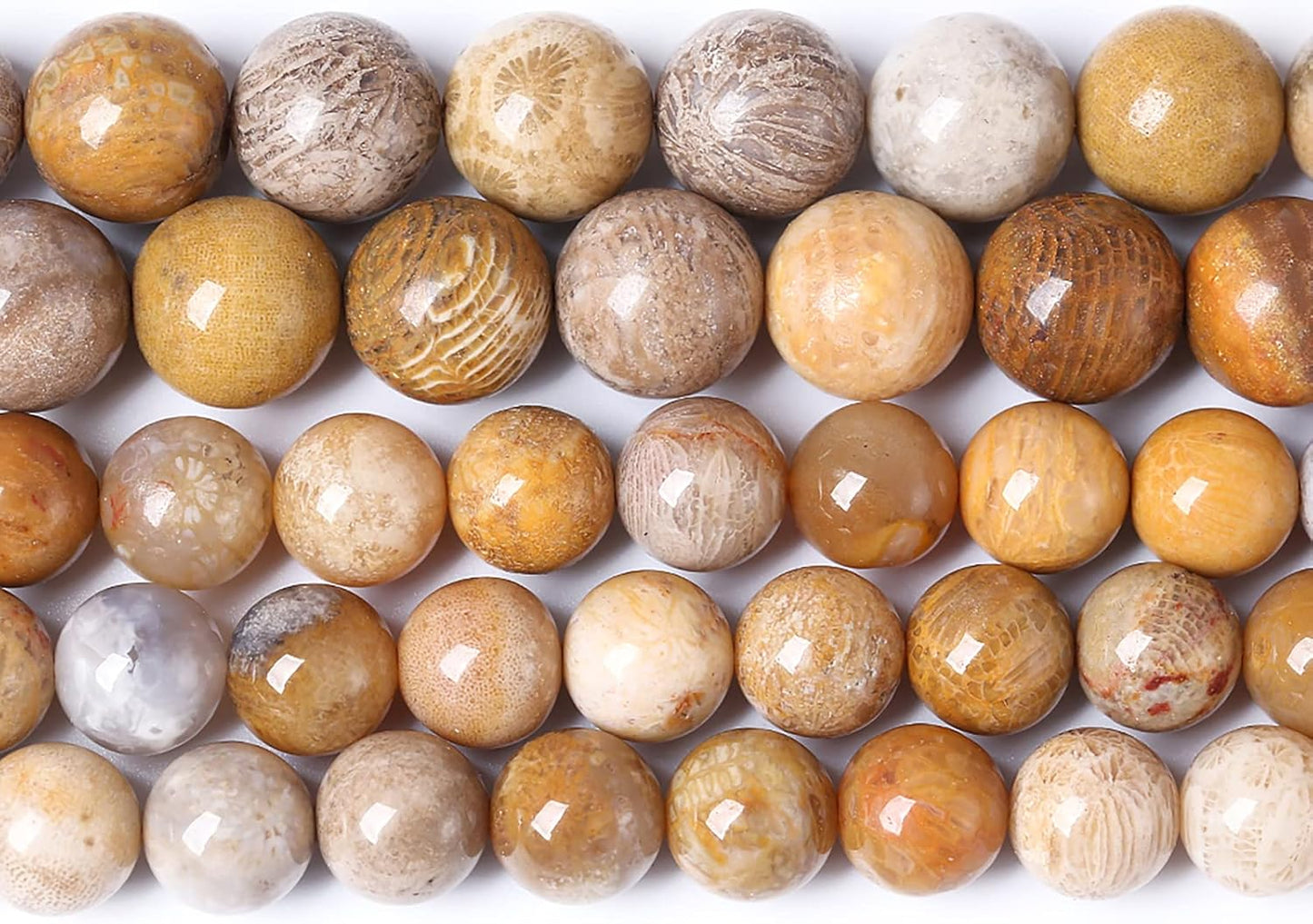 90pcs 8mm Natural Coral Jade Chrysanthemum Stone Beads Round Loose Beads for Jewelry Making,DIY Bracelet Necklace 32" 2 Strands