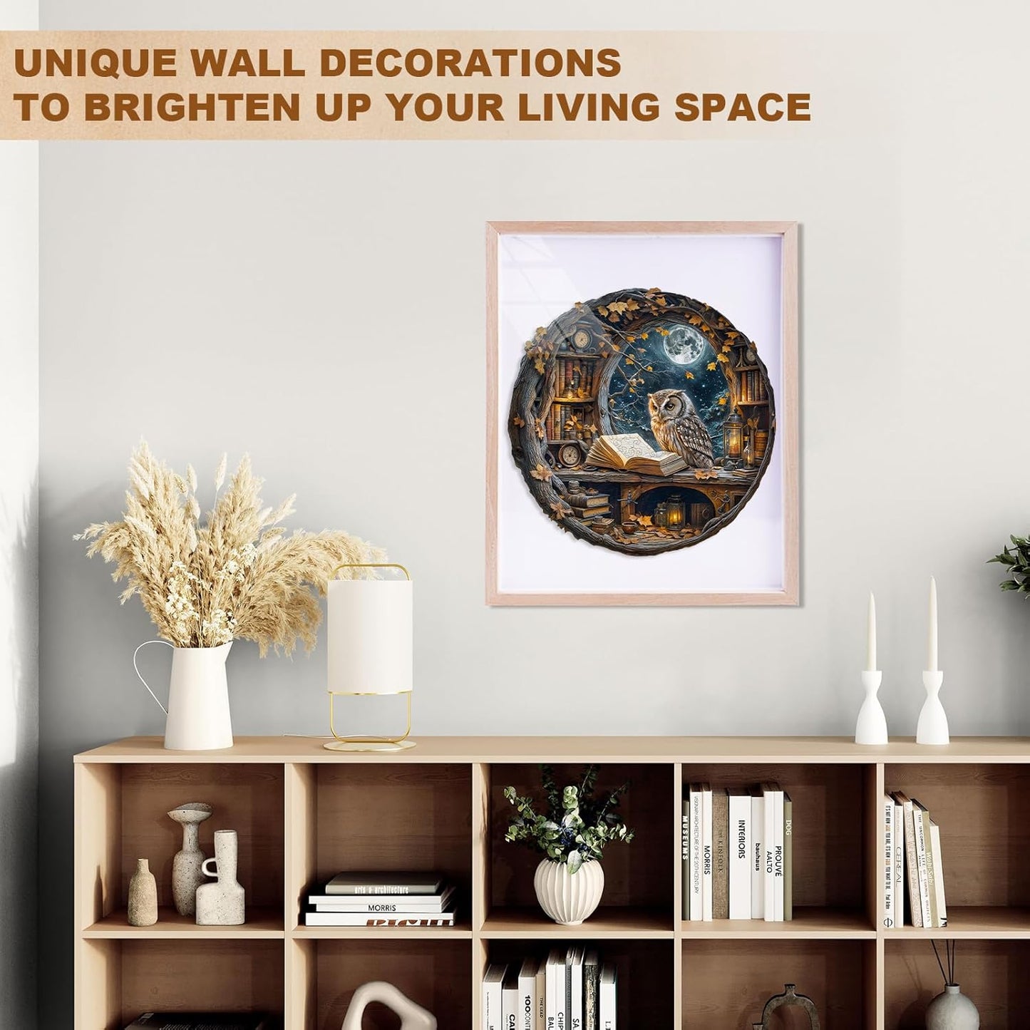 WOODBESTS Wooden Puzzles for Adults - Moonlit Owl Wooden Jigsaw Puzzle, Unique Animal Wood Puzzles Adult,Xmas Puzzle Gifts for Puzzles Lovers(100 Pcs, S, 8.5"x8.5")