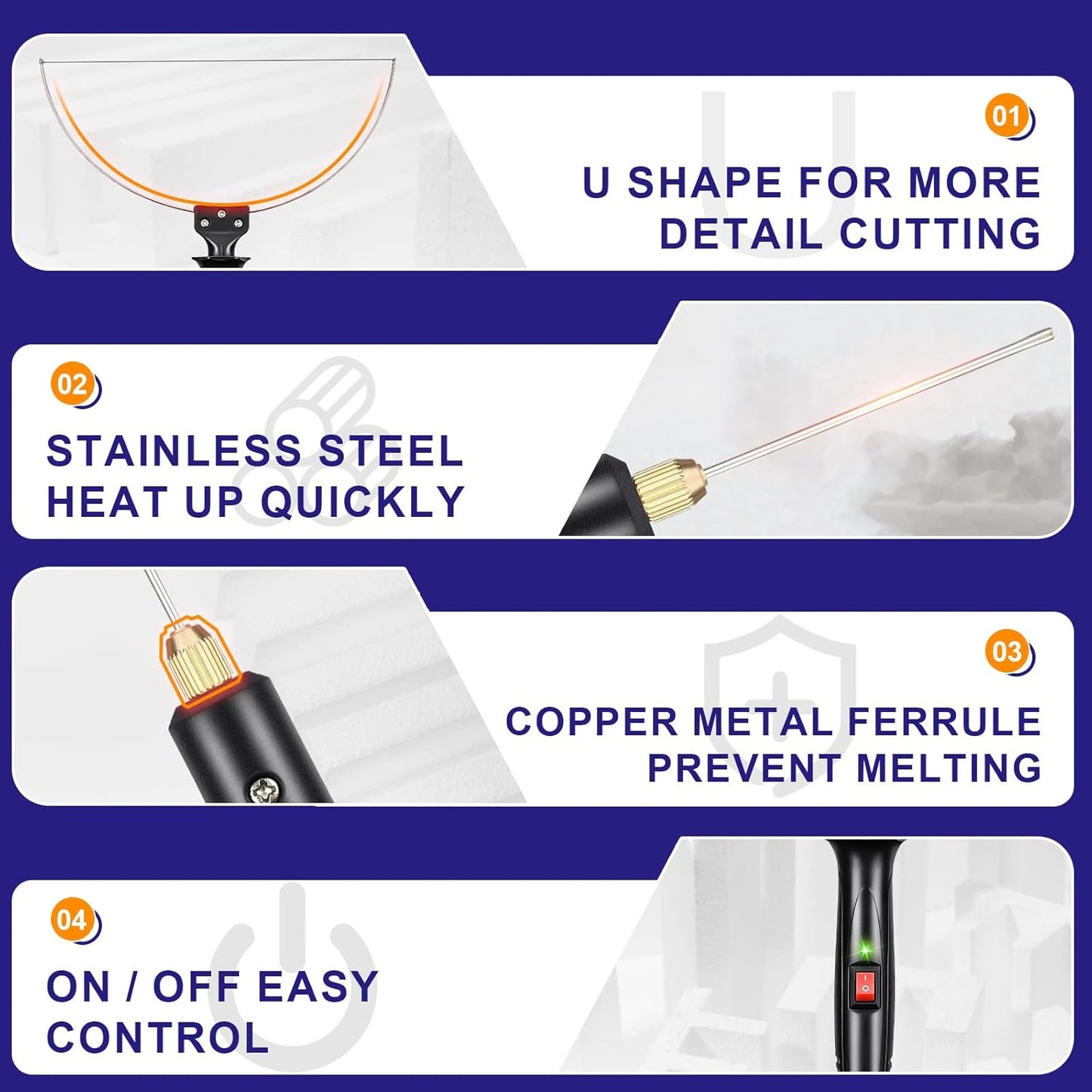 GOCHANGE 3 in 1 Foam Cutter Electric Styrofoam Cutting Tool, 100-240V / 18W Hot Knife Cutting Tool Foam with Electronic Adaptor for Small Cutting Project, DIY Craft, Foam Carving