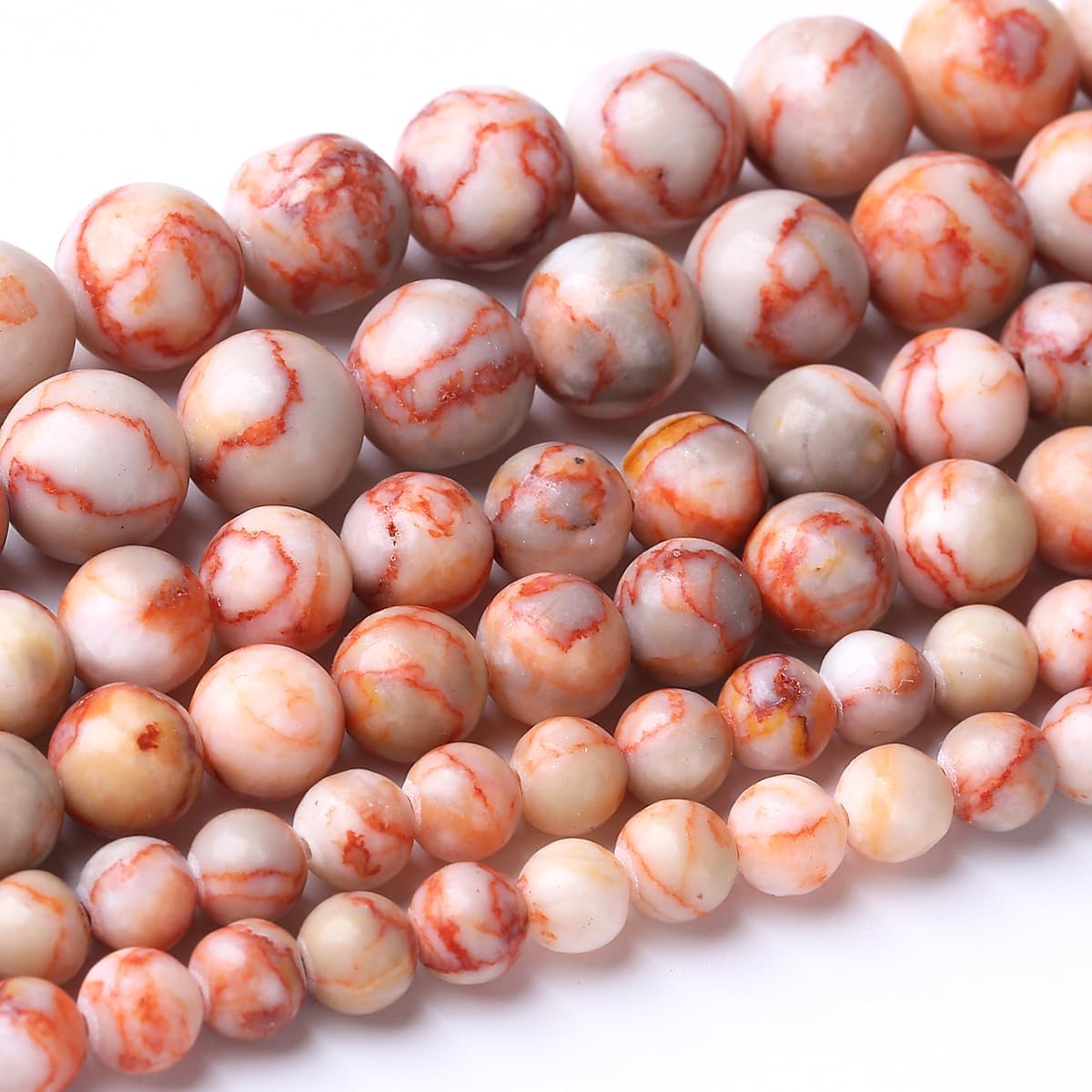 36PCS 10MM Red Network Stone Beads Energy Healing Beads for DIY Jewelry Bracelet Necklace Making for Jewelry Making 15Inch