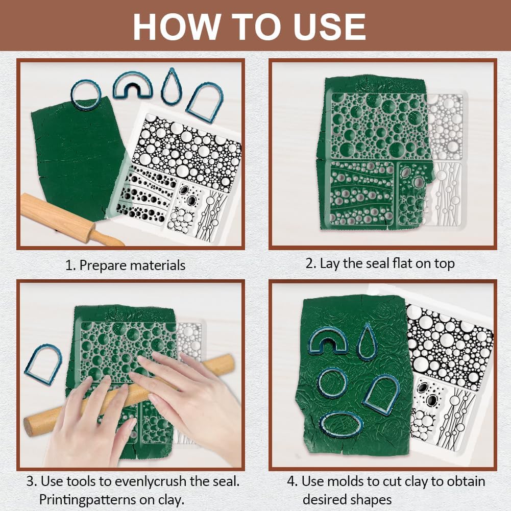 CHGCRAFT Bubbles Silicone Clay Texture Mat Silicone Texture Stamps Clay Modeling Pattern Pad for DIY Clay Jewelry Earrings Clay Mat Stamps for Decorative Card Making