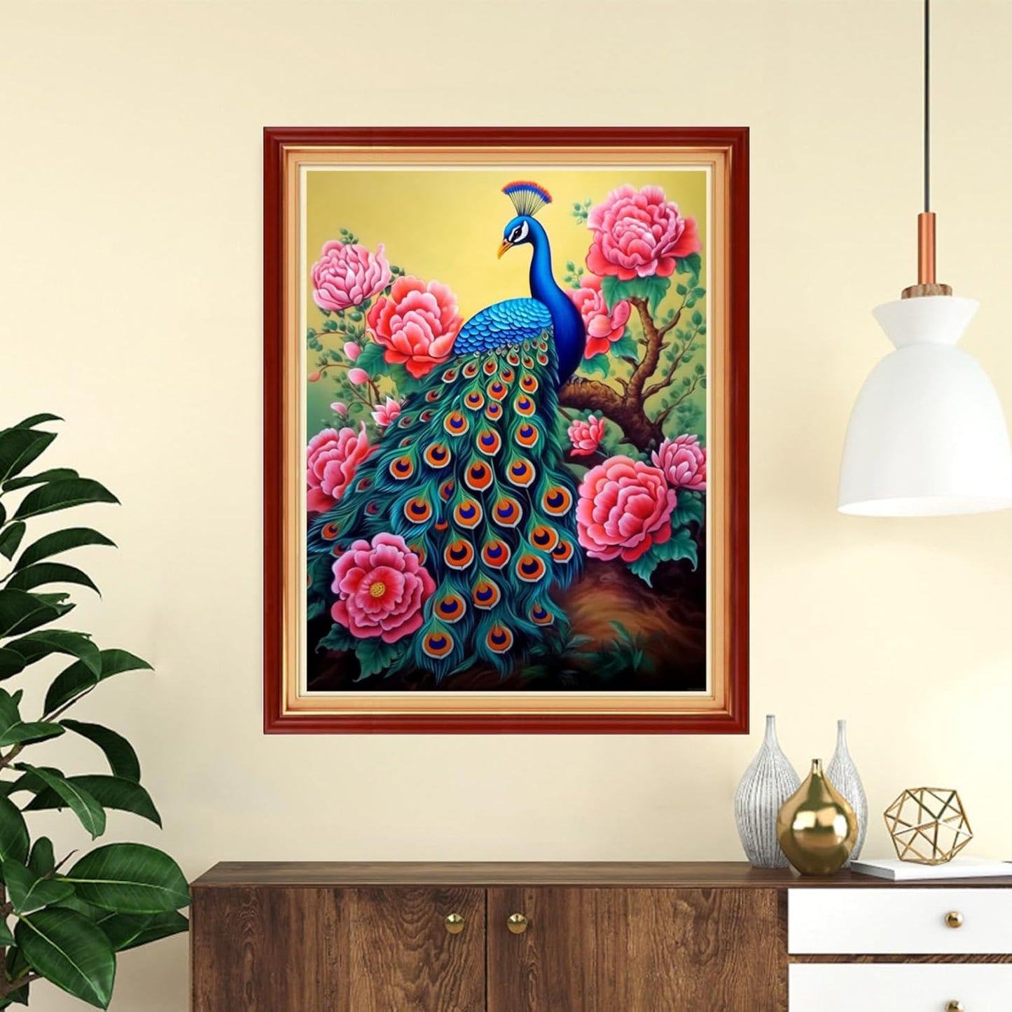Funchey Stamped Cross Stitch Kits, DIY Cross Stitch Pattern for Adults Beginners Needlepoint Kits Embroidery Kit Arts and Crafts 11CT-Peacock Flowers 16x20 inch