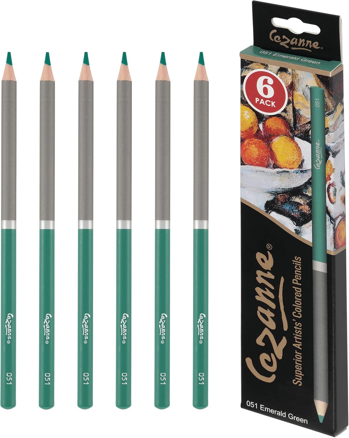 Creative Mark Cezanne Premium Colored Pencils Emerald 6 Pack - Highly-Pigmented Drawing Pencils - Coloring Pencils for Drawing, Blending, Coloring, and More