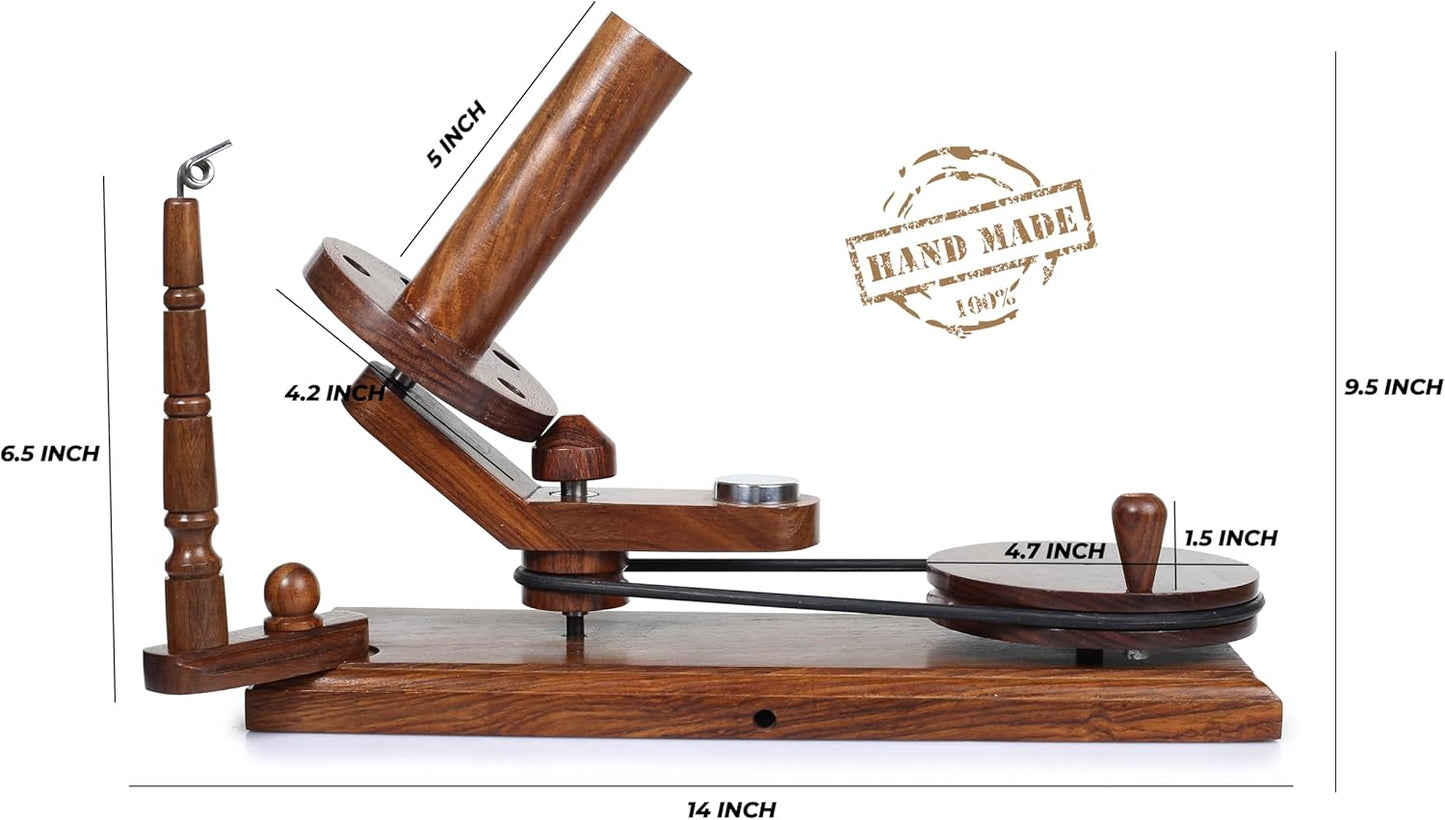 Yarn Winder – Large Handcrafted Wooden Ball Winder for Knitting, Crocheting & Weaving – Heavy-Duty Natural Rosewood Yarn Winder for 8-12 oz Yarn Cakes