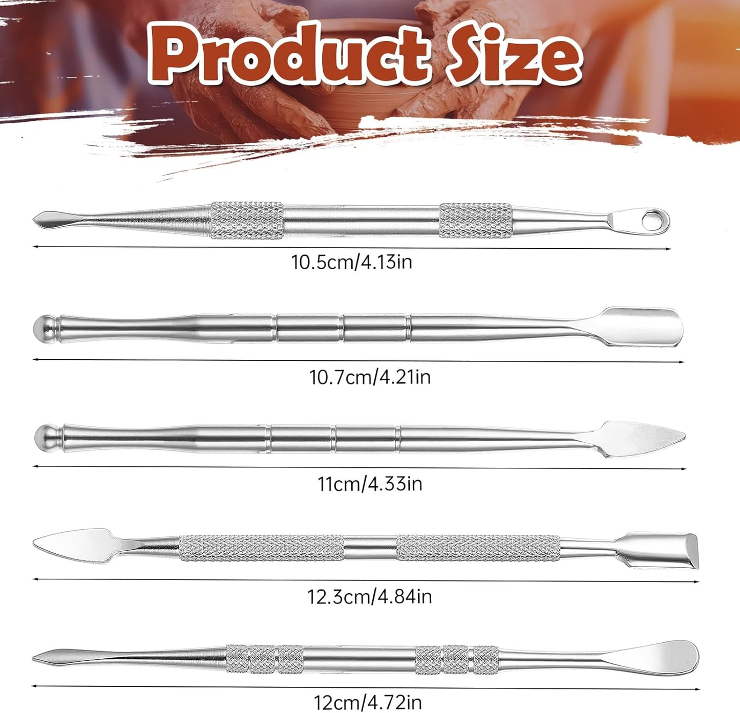 Piriuuo Wax Carving Tools Set, Stainless Steel Clay Sculpting Tools Double-Ended Pottery Carving Tools Wax Modeling Tools Dental Carvers Tools Wax Accessories Modeling Sculpting and Shaping(5 Style)