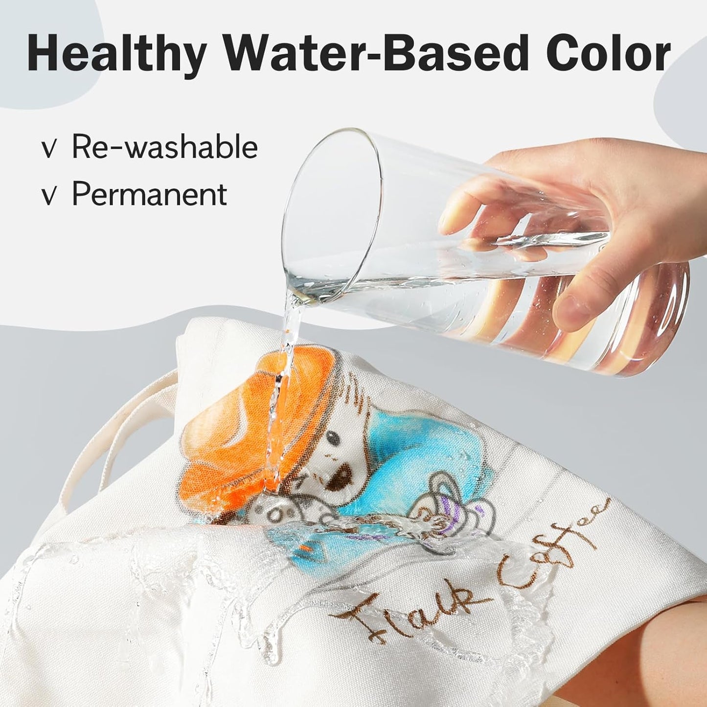 Dual-Tip Fabric Markers Permanent for Clothes No Bleed, Quick Dry & Non-Toxic Fabric Paint Pens Set for Canvas, T-Shirts, Bags, Textile, 5 Pack