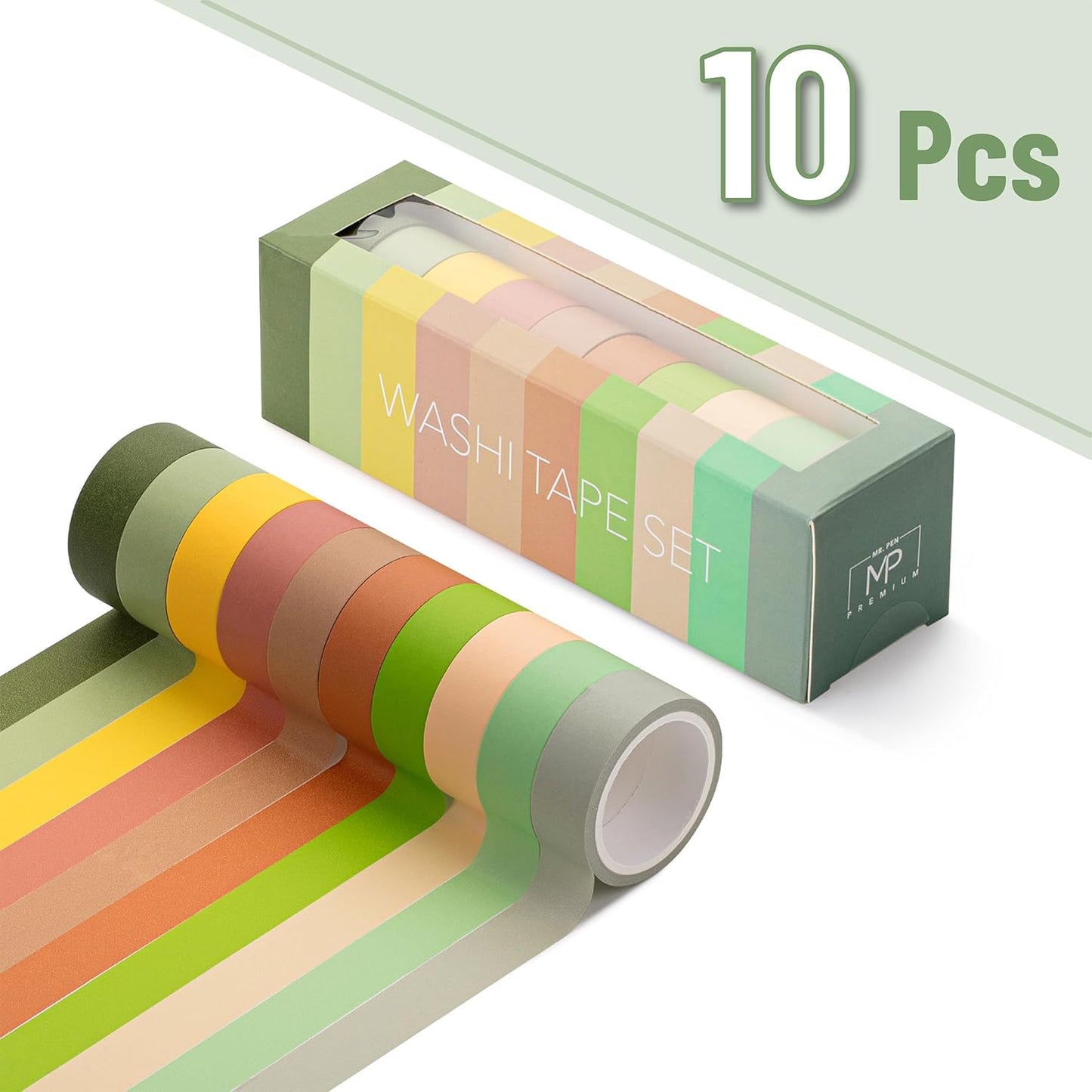 Mr. Pen Decorative Tape Set, 10 Pack - Colored Scrapbook Washi Tape for Craft Journaling