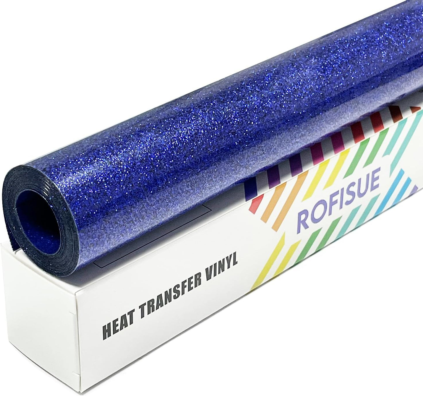 Dark Blue Glitter Heat Transfer Vinyl 12Inch*6FT Glitter Iron on Vinyl for T Shirts Easy to Cut and Weed Compatible with All Cutter Machines HTV Iron on Vinyl for Cricut (Dark Blue)