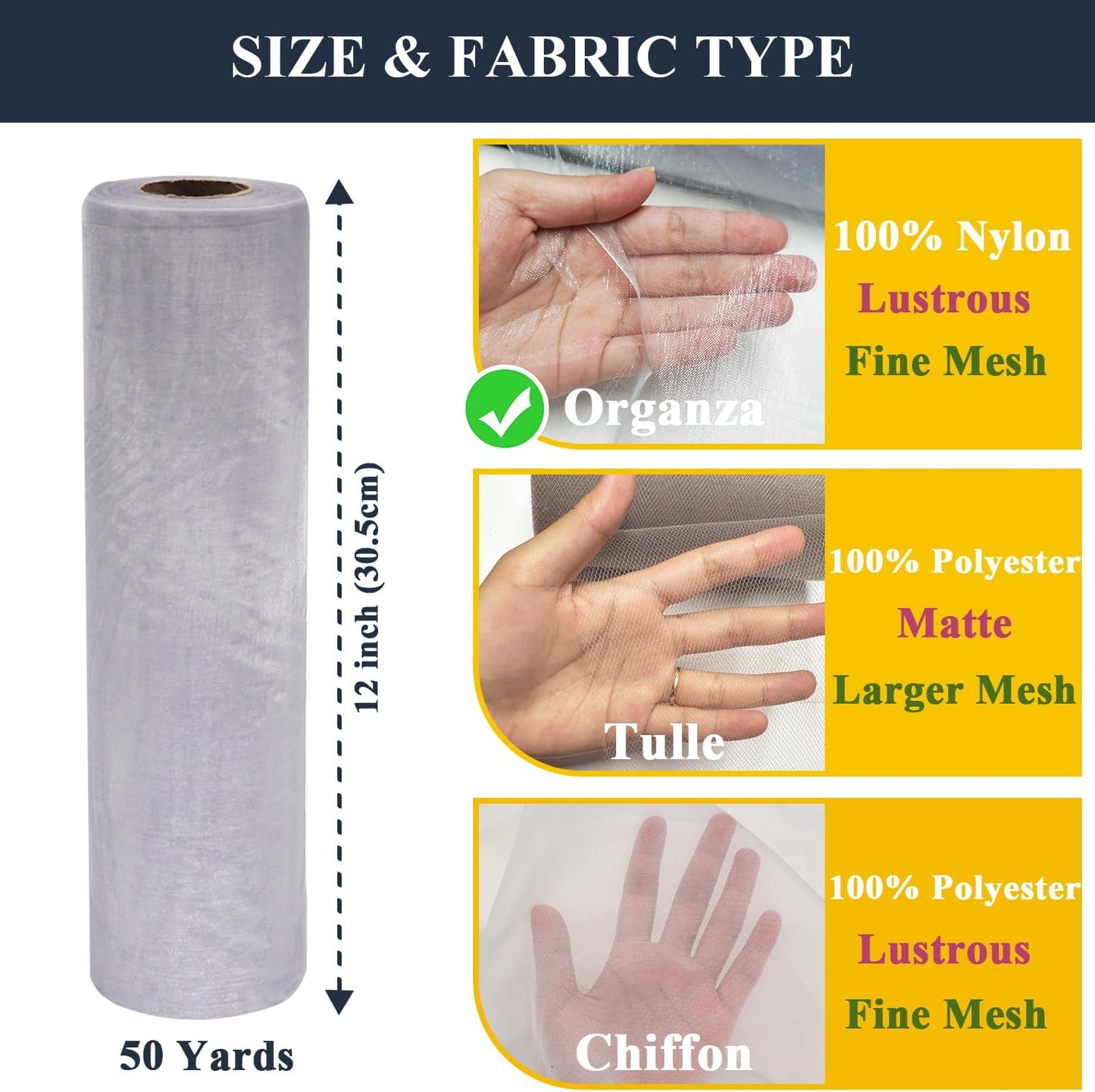 Silver Organza Tulle Fabric Rolls, Crystal Organza 12" by 50 Yards (150 ft) Sheer Nylon Silky Shiny Netting Spool Bolt for DIY Craft Table Runner Wedding Baby Shower Party Decor (Silver)