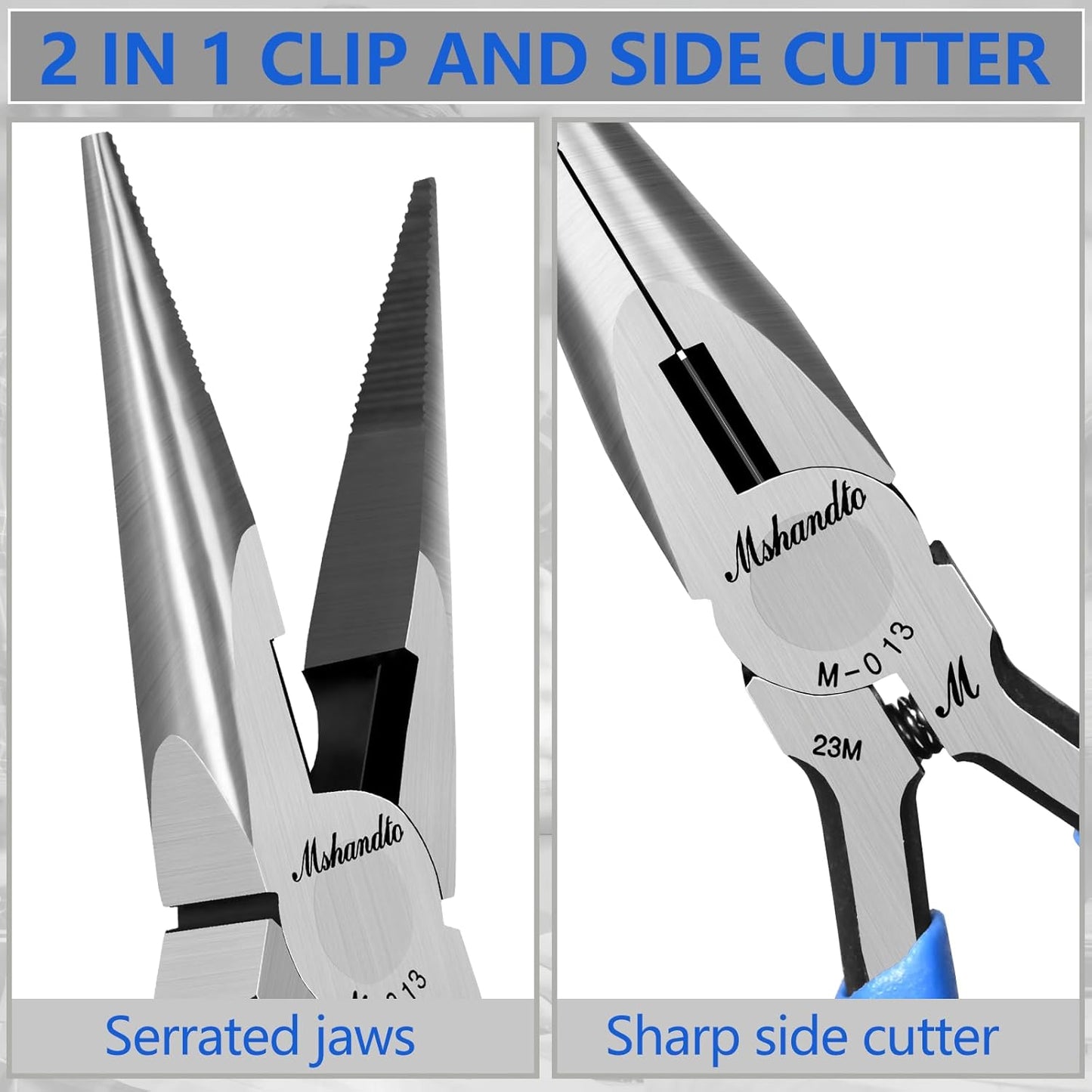 Needle Nose Pliers Set, mshandto 5" Long Nose Pliers for Wire Bending, 6 Pack High Carbon Steel Needle Nose Pliers, Serrated Jaw Pliers for Jewelry Making, Electronics, Object Grasping, Craft Making