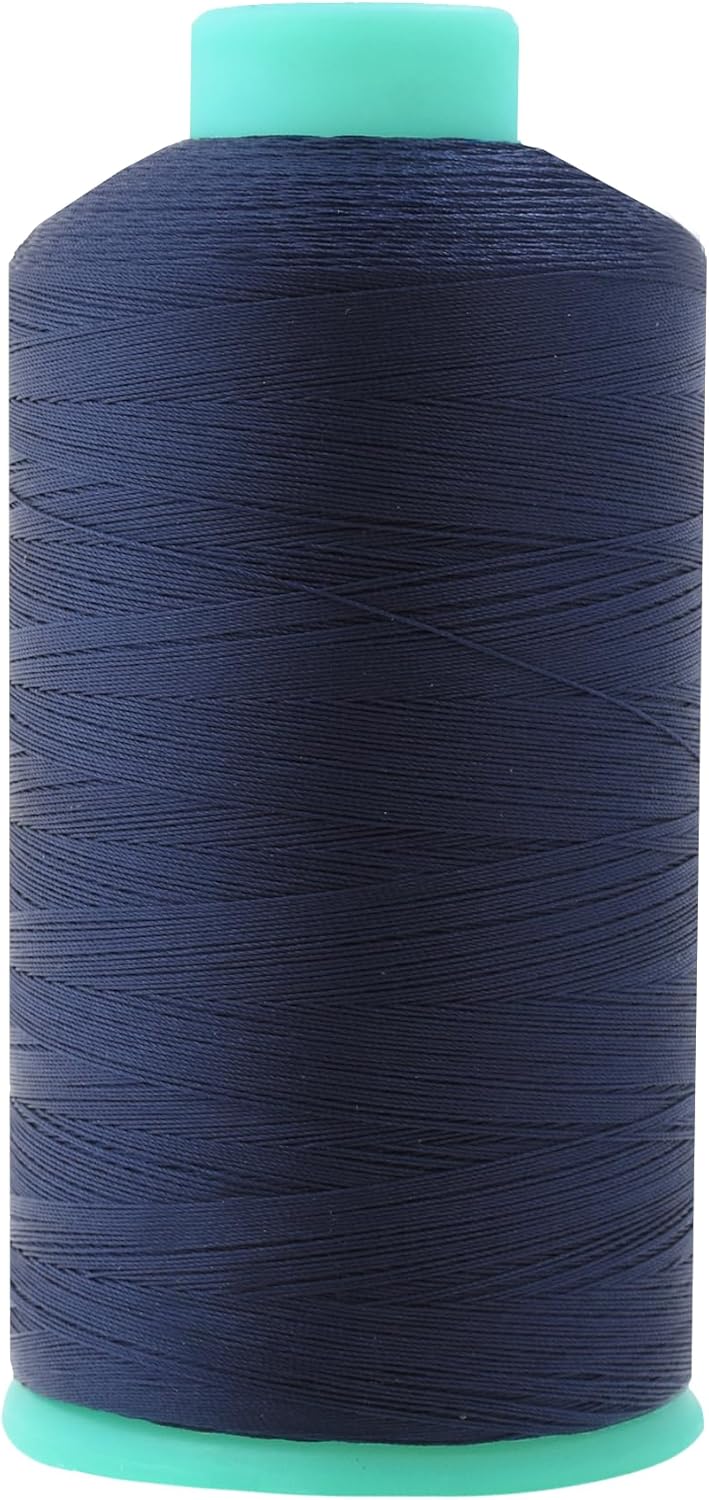 Mandala Crafts Bonded Nylon Thread Navy Blue Heavy Duty Sewing Threads - 2843 YDs Size 46 210D T45 Tex 45 Thread for Leather Jeans Weaving Outdoor Marine Upholstery Threads