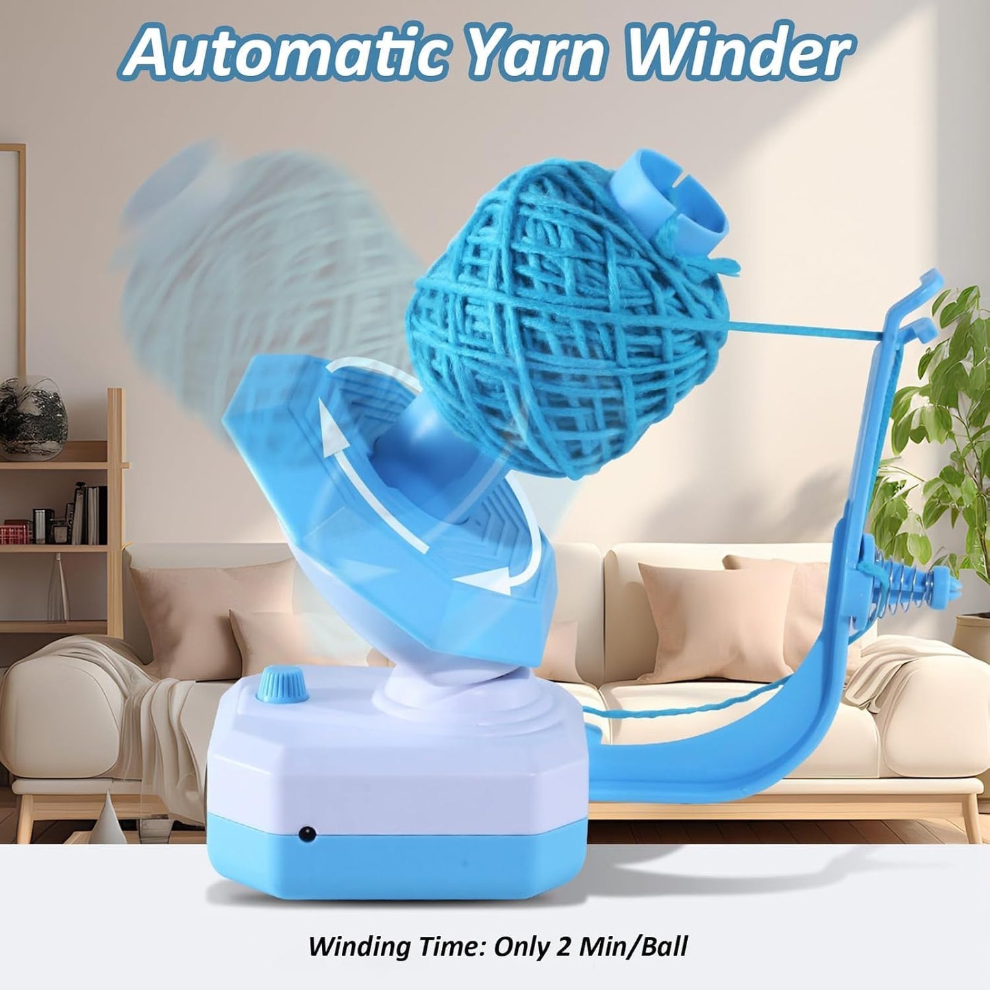 Zjyufy Yarn Winder Electric Yarn Ball Winder for Crocheting, 10oz Large Automatic Yarn Spinner Yarn Cake Winder with Stepless Speed Strong Tension, Blue