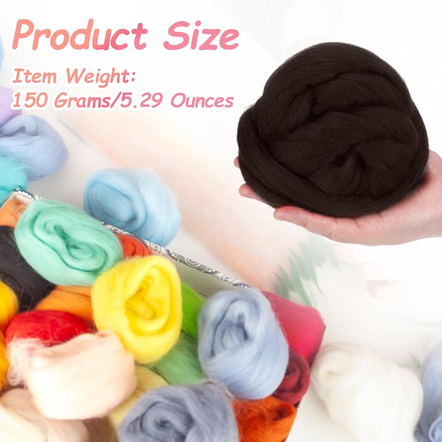 PATIKIL Wool Roving Yarn, 150G/5.3OZ Soft Felting Wool Pure Chunky Roving Yarn Bulk for Needle Felting Knitting Blanket Spinning Weaving DIY Craft, Deep Brown