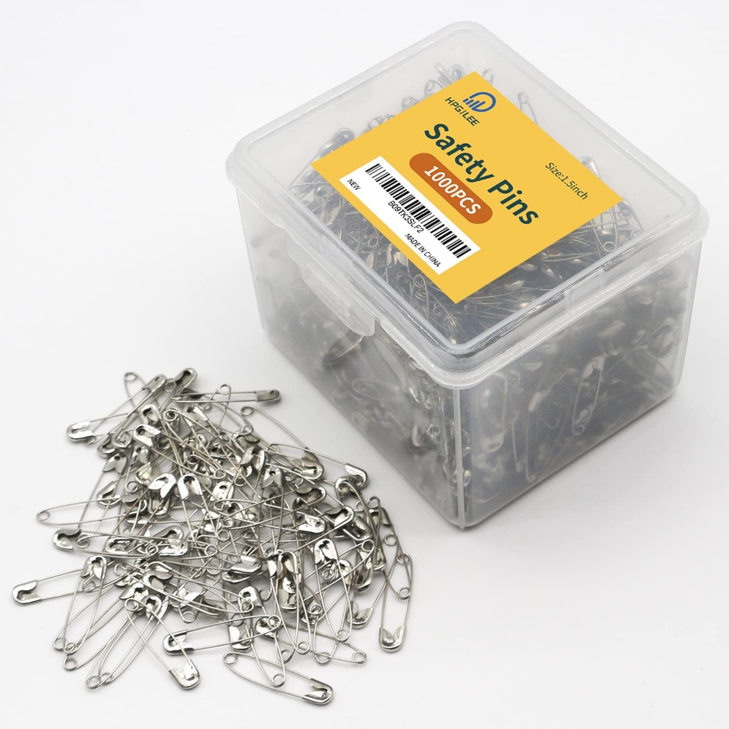 1000 Silver Sewing Pins, 1.5 Inch Rust-Resistant Steel Wire Assorted - Large Safety Pins for Clothes & Crafts Use