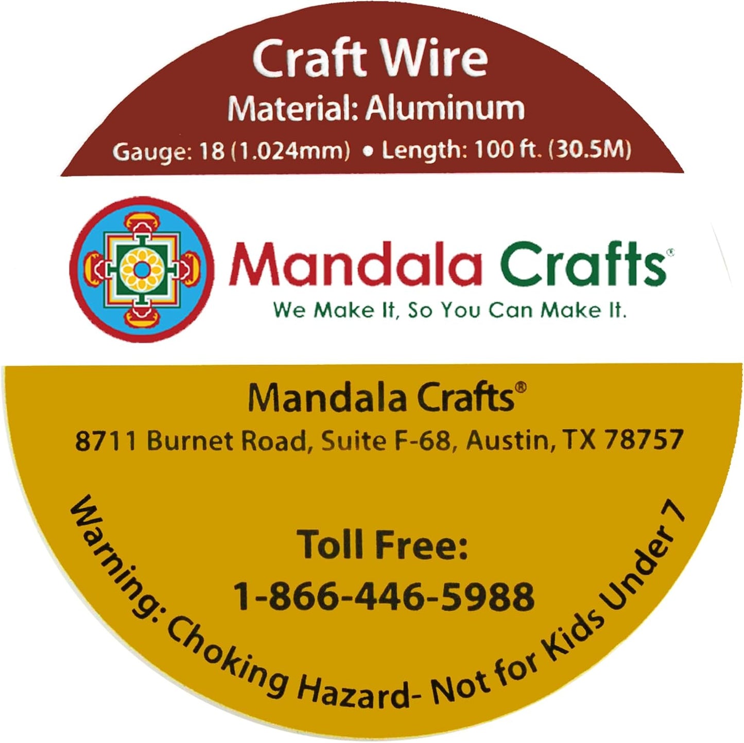 Mandala Crafts 18 Gauge Anodized Aluminum Craft Wire for Jewelry Making - 100 FT Colored Flexible Light Brown Wire - Bendable for Bonsai Armature Crafting Sculpting