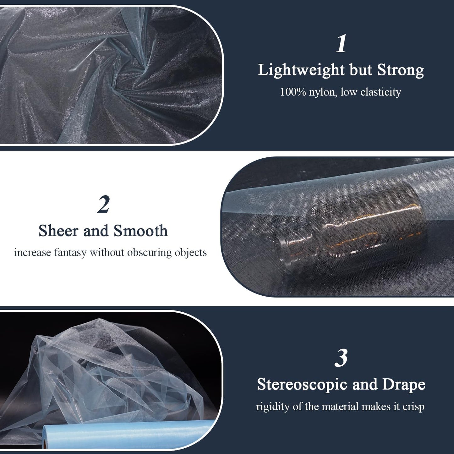 Organza Tulle Fabric Rolls, Crystal Organza 12" by 50 Yards (150 ft) Sheer Nylon Silky Shiny Netting Spool Bolt for DIY Craft Table Runner Wedding Baby Shower Party Decor (Baby Blue)